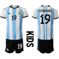 Fotbalové Dres Argentina Nicolas Otamendi #19 Dětské Domácí MS 2022 Krátký Rukáv (+ trenýrky)